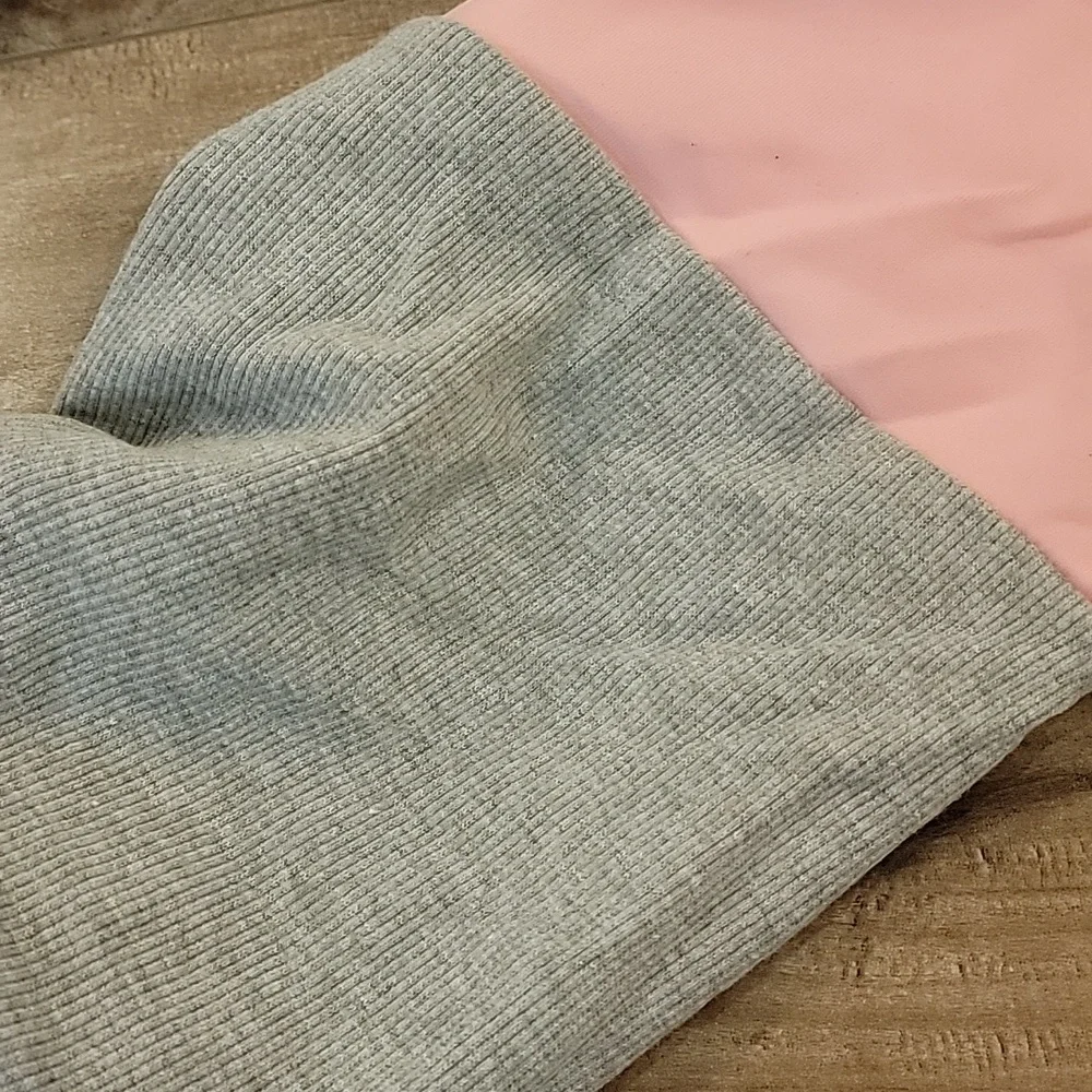 ❄️3/$30 NAMASTETICS Pink and Gray Faux Leg Warmer Athletic Leggings - Picture 5 of 7